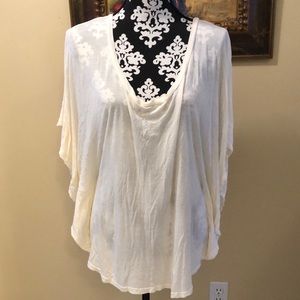 Groceries V-Neck, Butterfly sleeved semi-sheer lightweight blouse